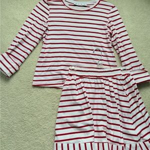 Buru everyday Red and White Striped Skirt Set
